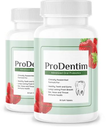 ProDentim, two bottles, as shown on the manufacturer's page